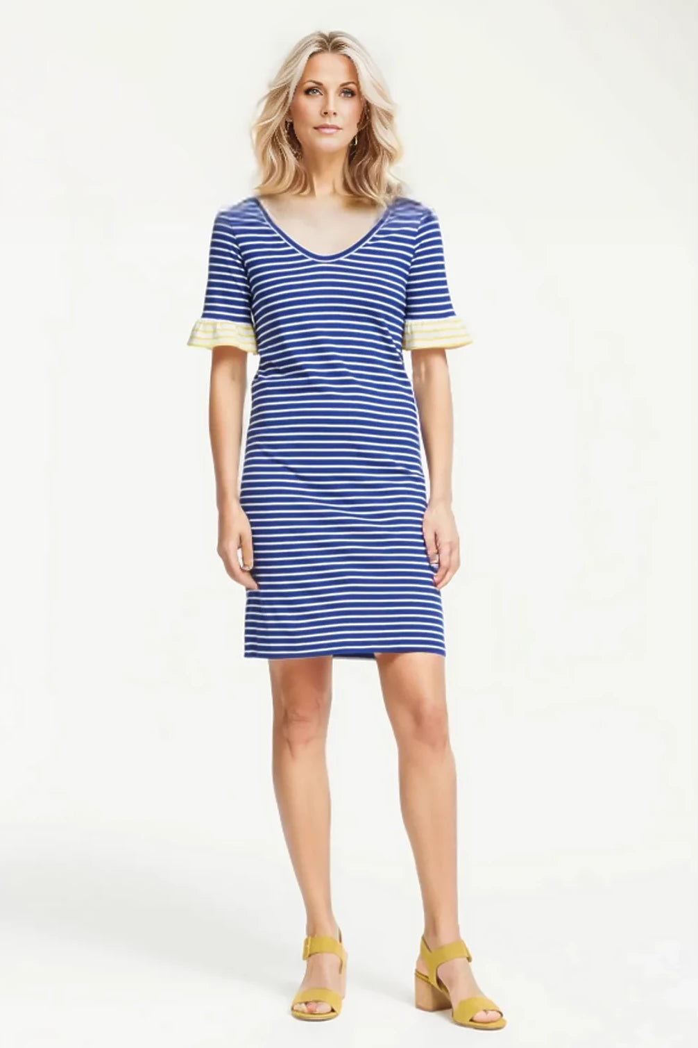 Boden Stripe Jersey V Neck Dress