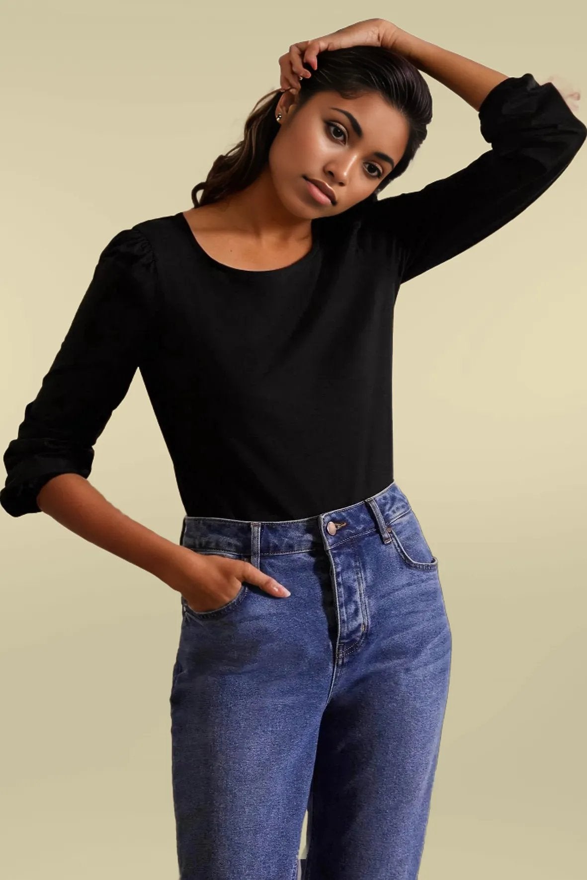 Puff Sleeve Jersey Top – Secret Label