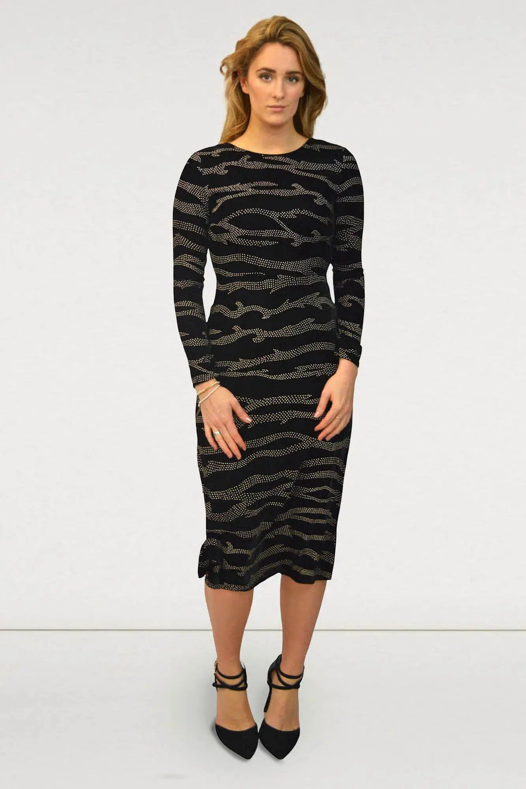 Silver Swirl Velvet Midi Dress