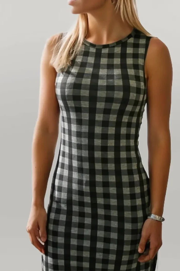 Topshop Check Sleeveless Bodycon Dress