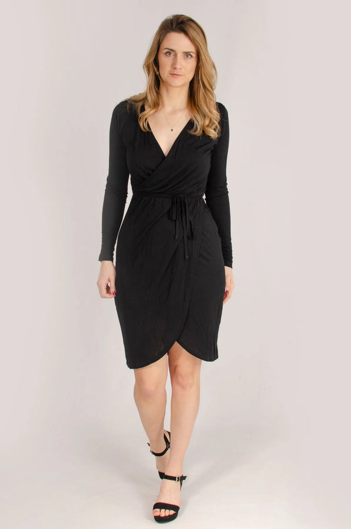 Long Sleeve Jersey Wrap Dress