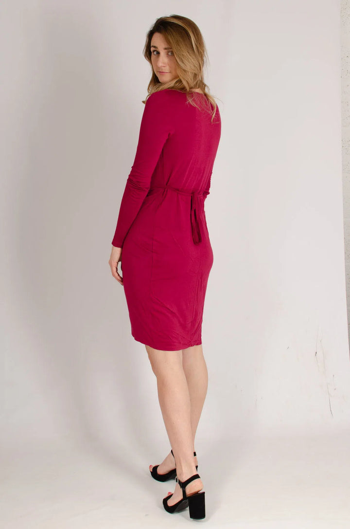 Long Sleeve Jersey Wrap Dress