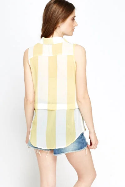 Secret Label Striped Sleeveless Chiffon Blouse