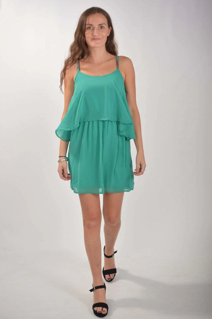 ASOS Chiffon Layered Strappy Dress Green / 8