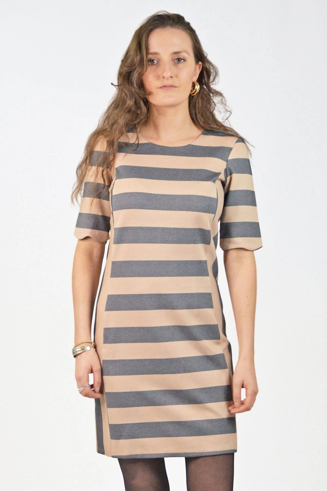 Oasis Striped Scallop Edge Shift Dress