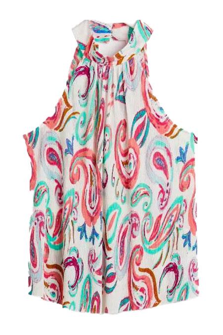 Paisley Plisse Halterneck Top