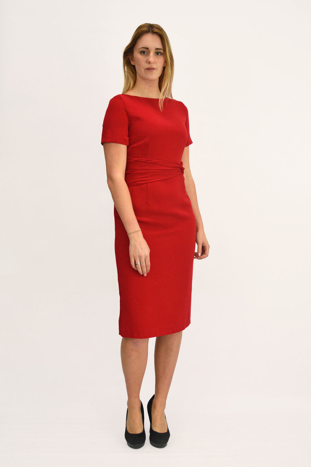 Crepe Ruched Waist Dress