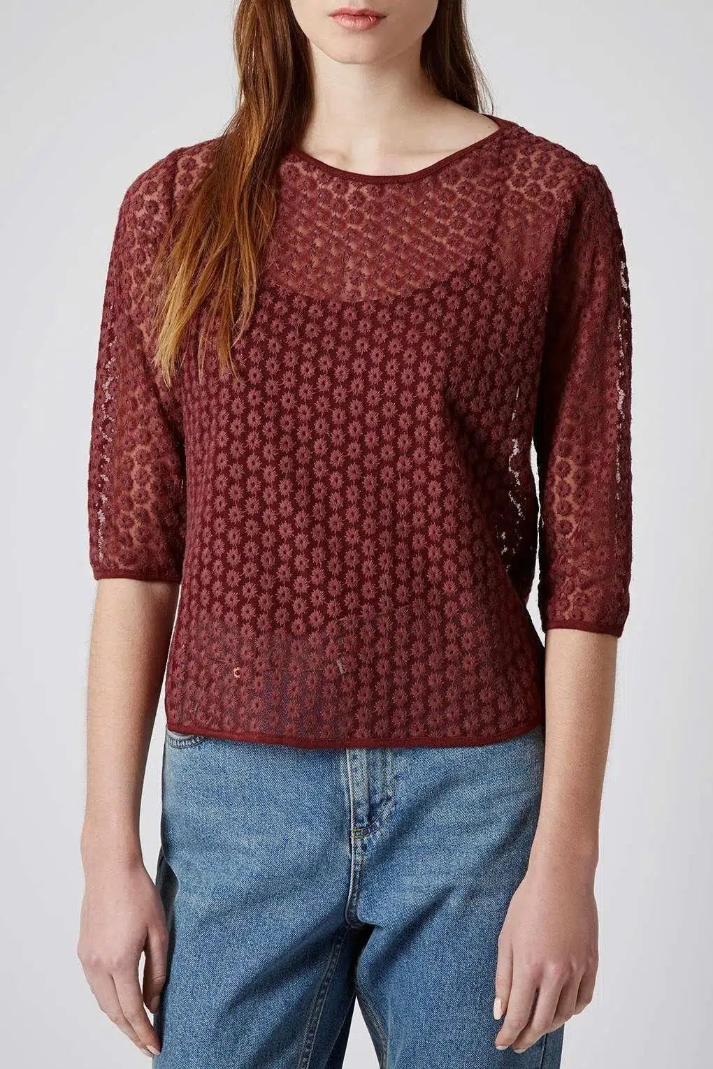 Topshop Daisy Lace Sheer Top