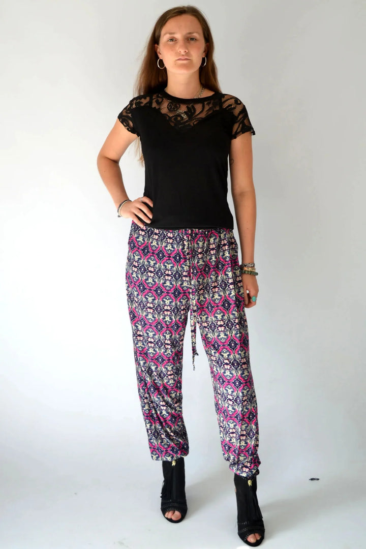 Secret Label Relaxed Hareem Pants Pink/Navy Diamond / S