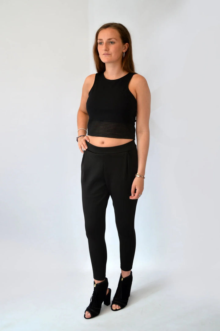 Grape Scuba Pleat Front Crop Trousers