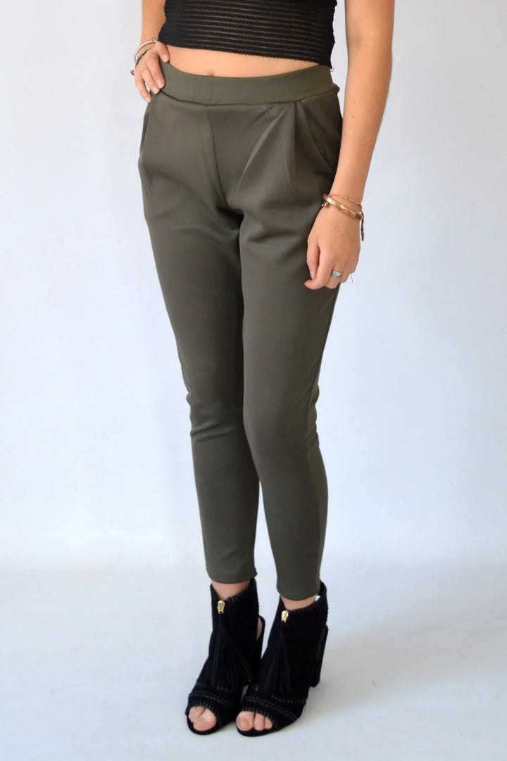 Grape Scuba Pleat Front Crop Trousers Khaki / 8