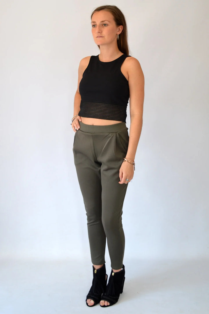 Grape Scuba Pleat Front Crop Trousers