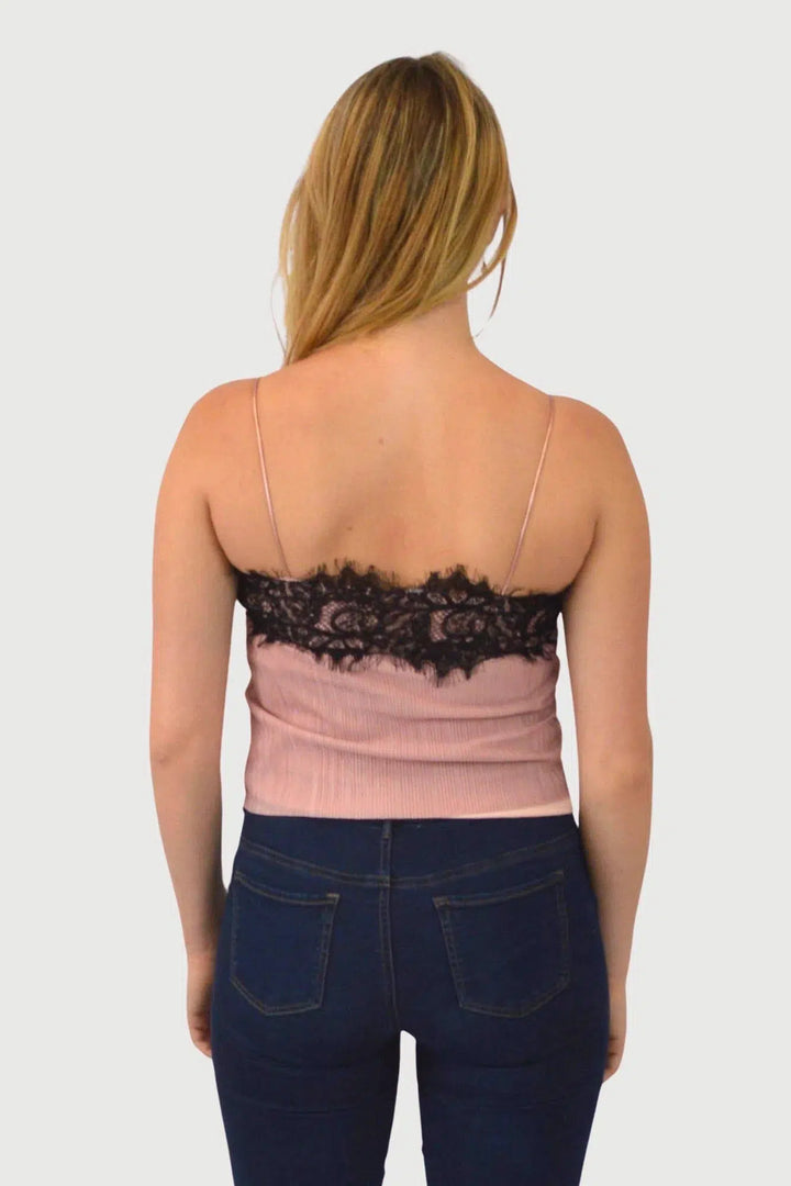 Eyelash Lace Trim Cami Top