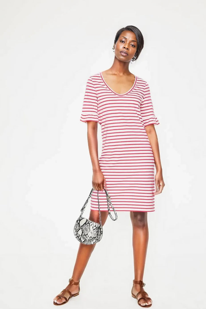 Boden Stripe Jersey V Neck Dress