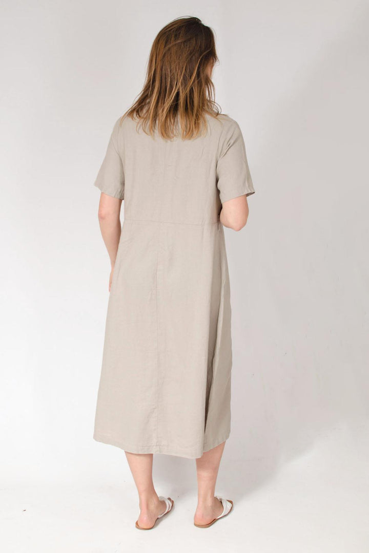 Linen Blend Button Down Dress