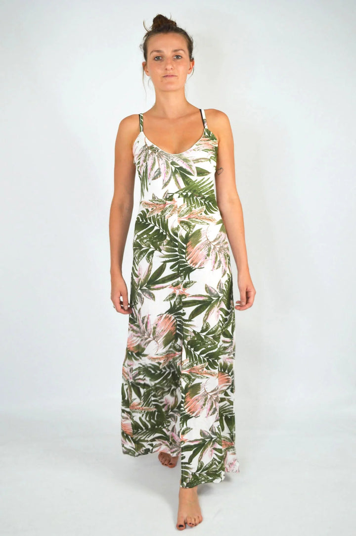 Boohoo Palm Print Jersey Maxi Dress