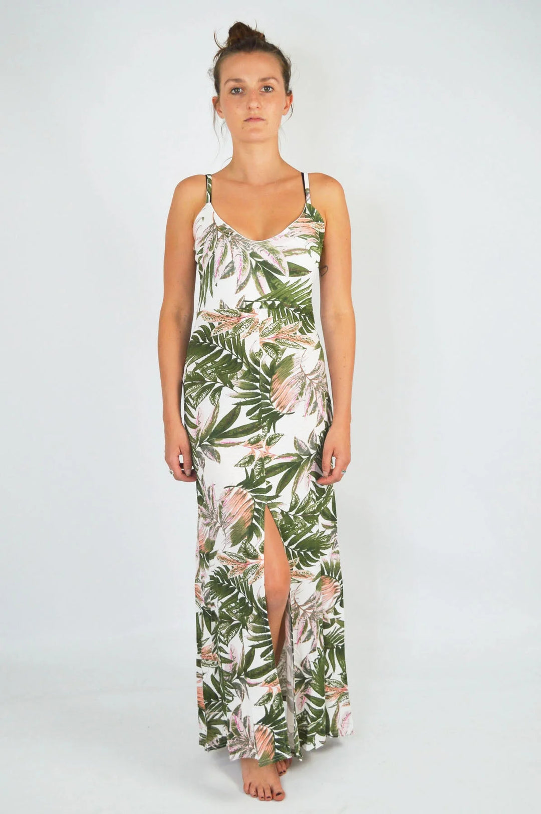 Boohoo Palm Print Jersey Maxi Dress