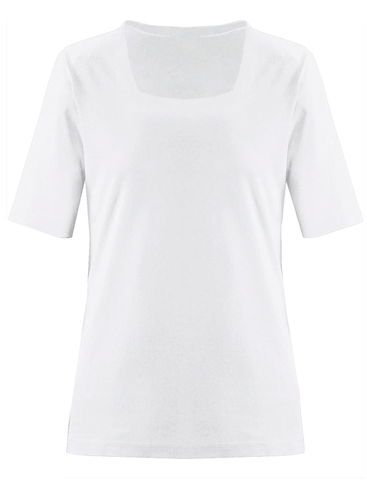 White Square Neck T Shirt