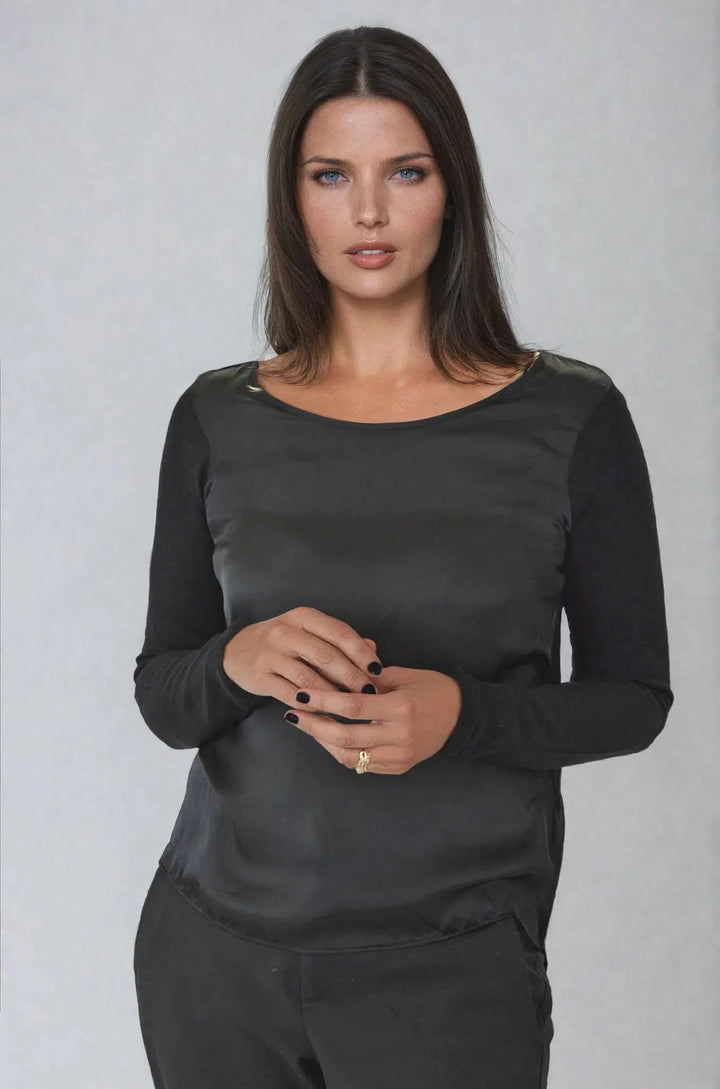 Satin Knit Sleeve Top