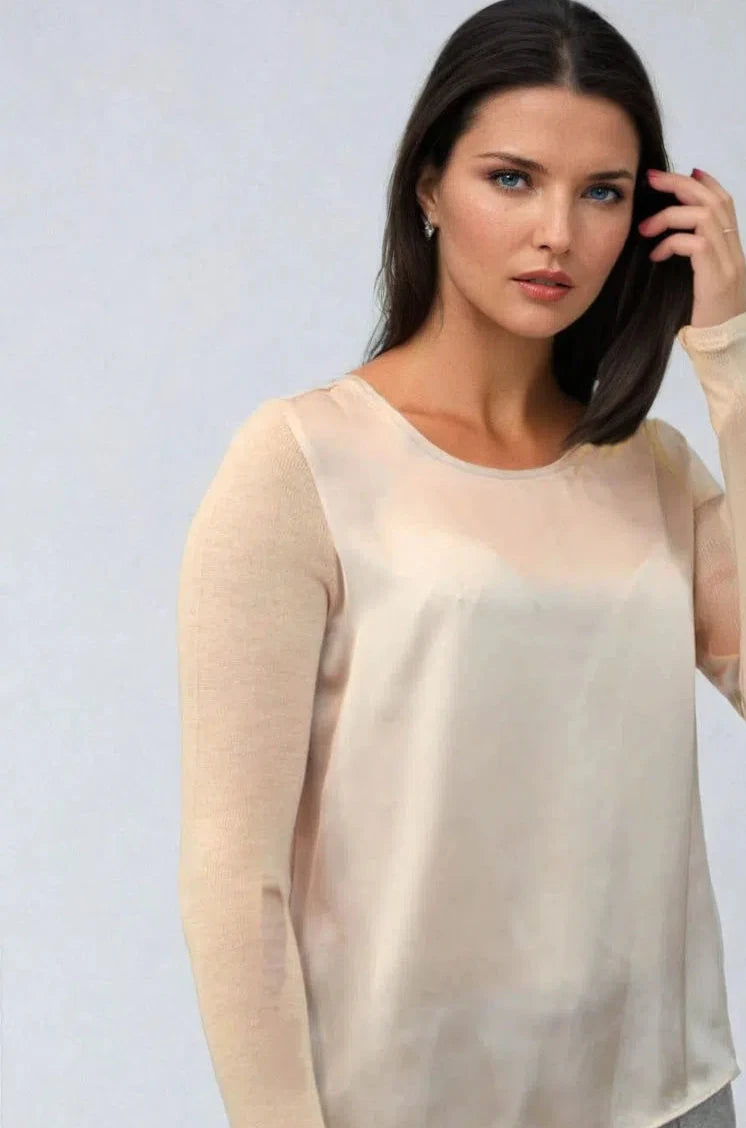 Satin Knit Sleeve Top