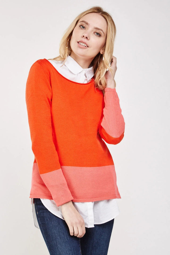 Old Navy Roll Neck Block Colour Jumper Orange/Pink / S