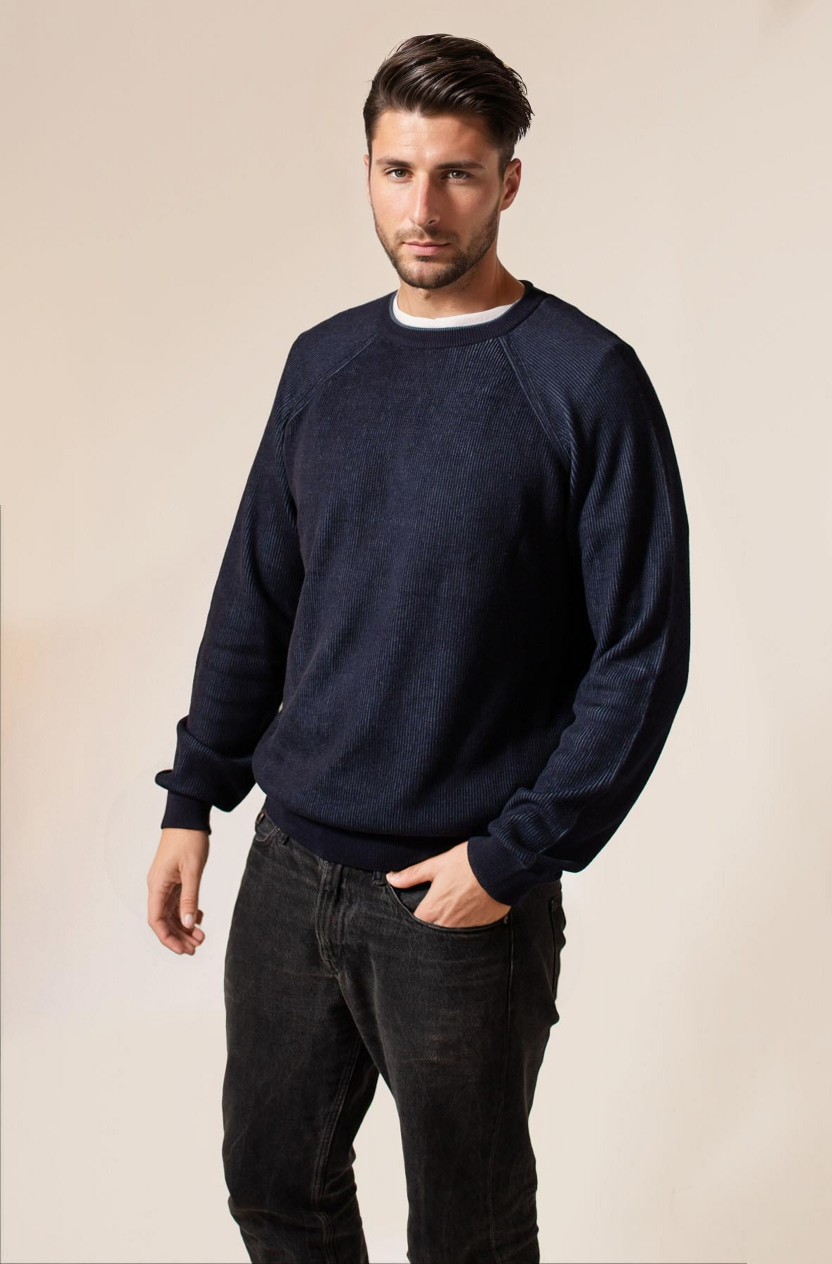 Mens Ribbed Round Neck Jumper