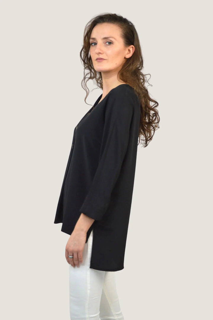 Secret Label V Neck Pleat Front Tunic Top