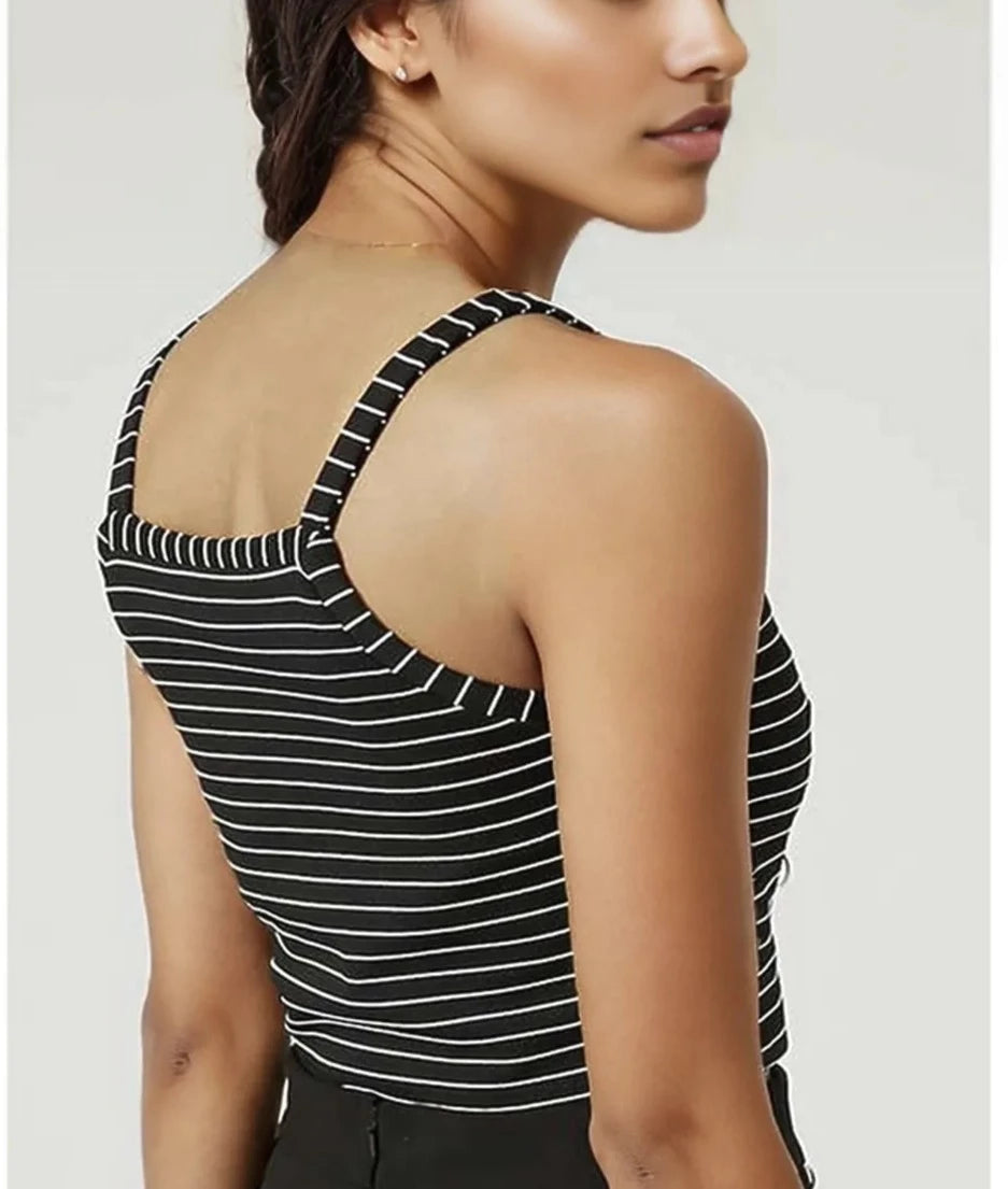 Topshop Striped Crop Vest Top