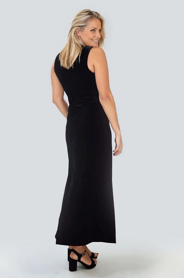 Karida Twist V Neck Velvet Dress