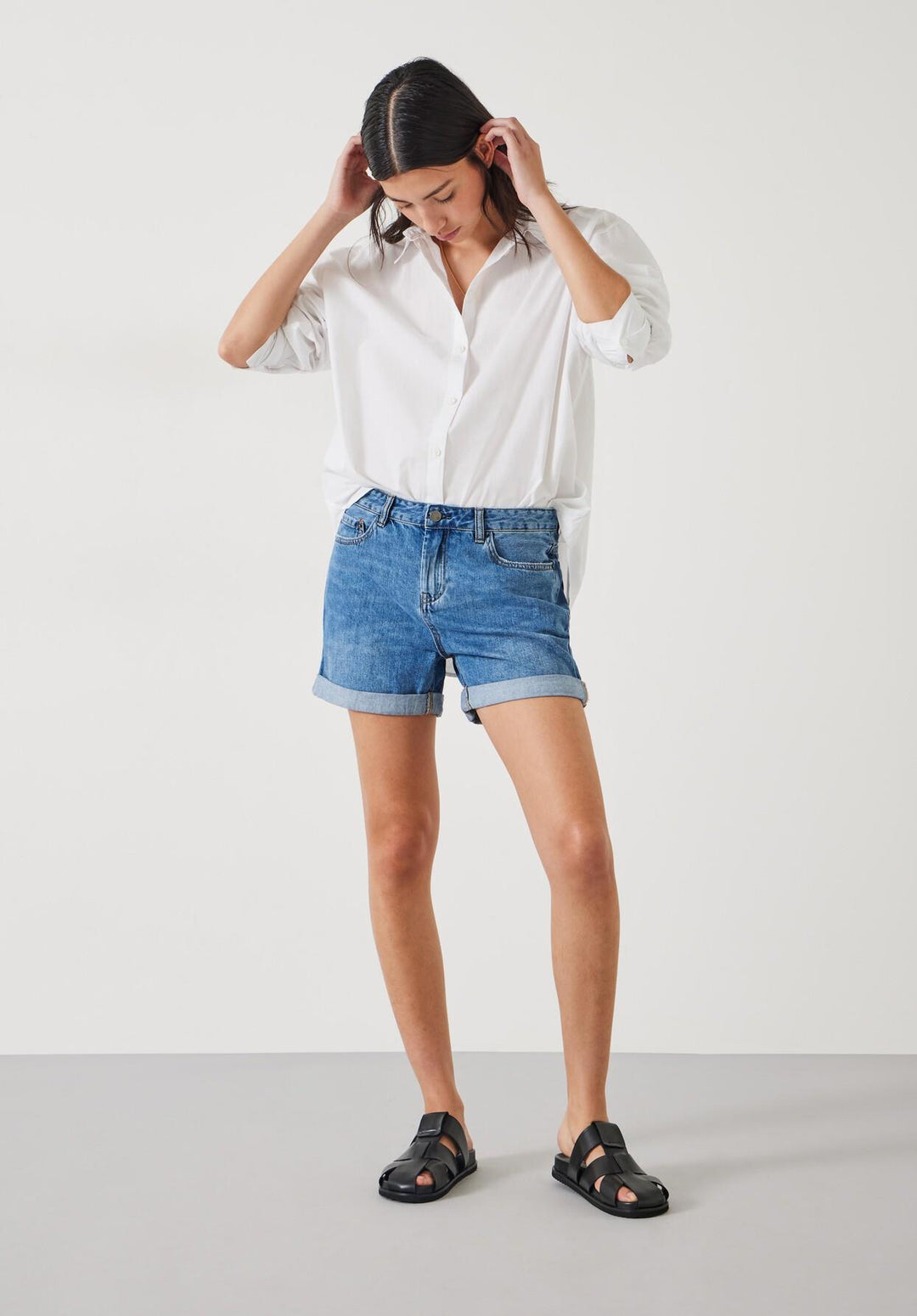 Denim Mid Rise Shorts