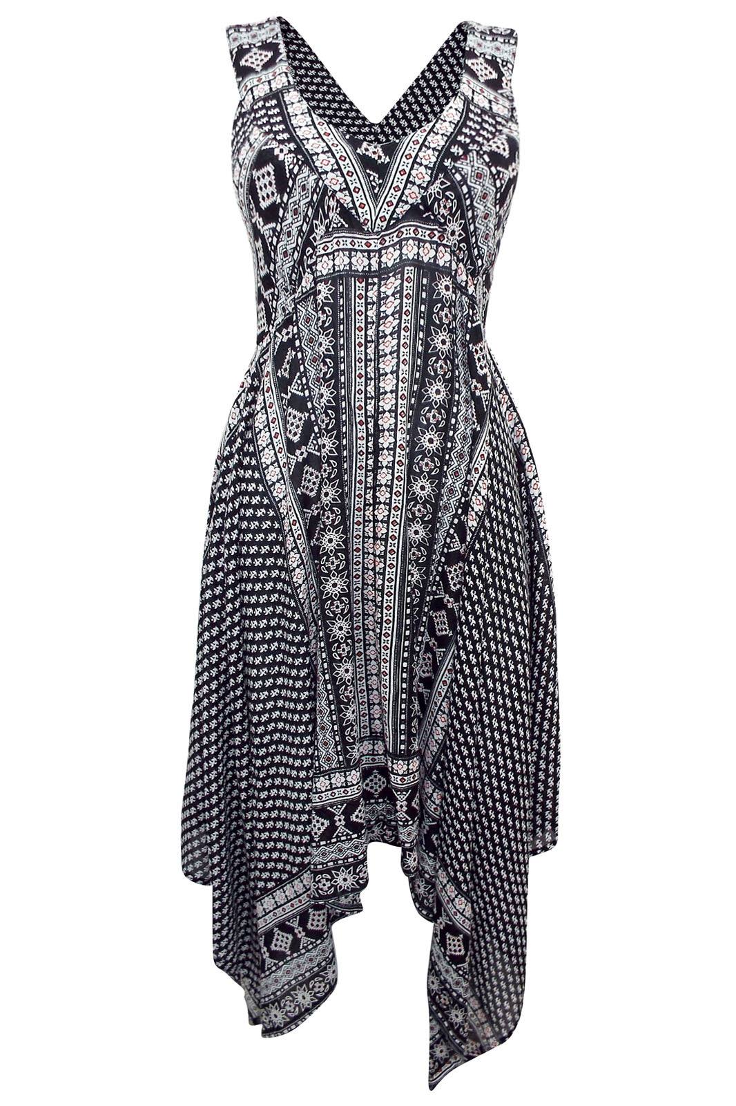 Border Print Hanky Hem Dress