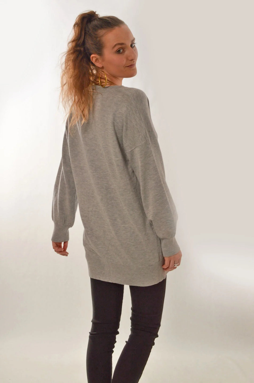 Apricot Long V Neck Fine Knit Jumper Secret Label