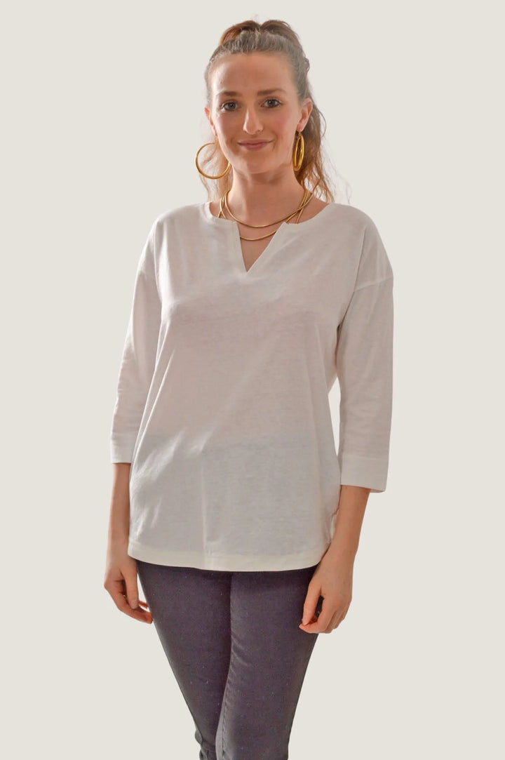 Secret Label Notch Neck Jersey Top Ivory / 6