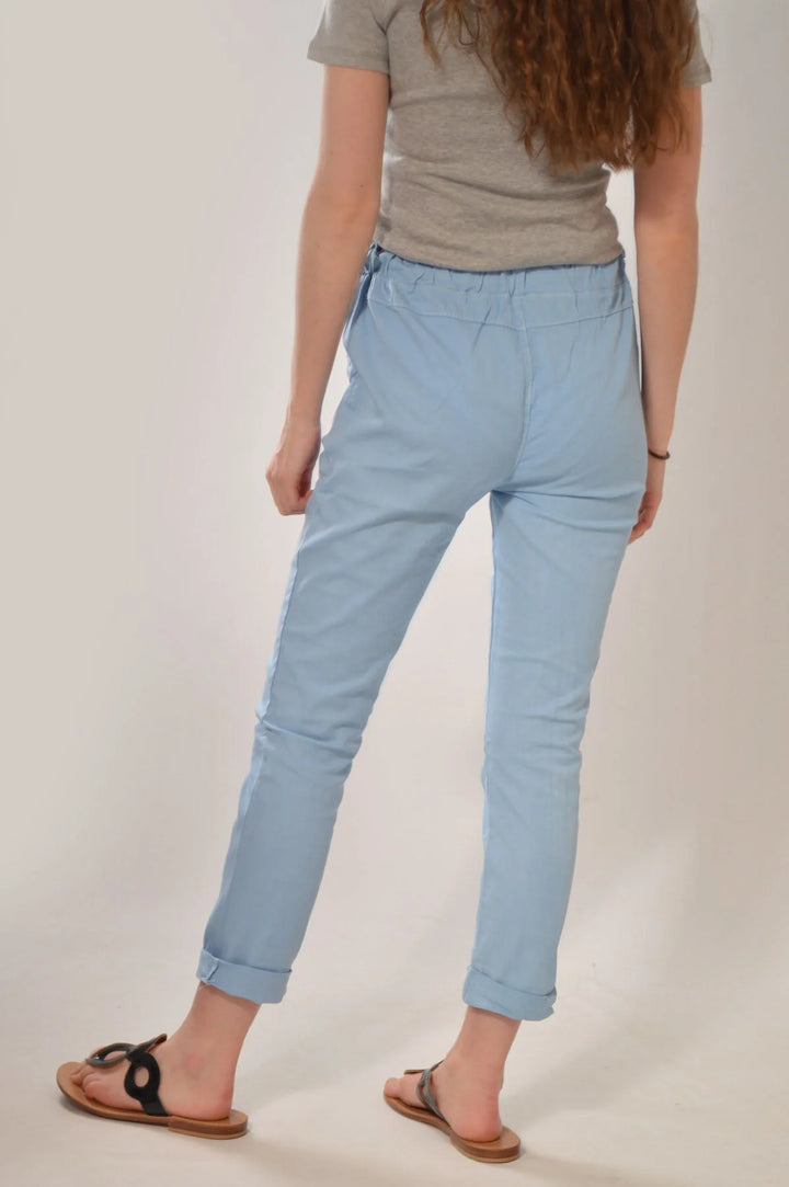 Nougat Tie Front Cotton Roll Hem Trousers