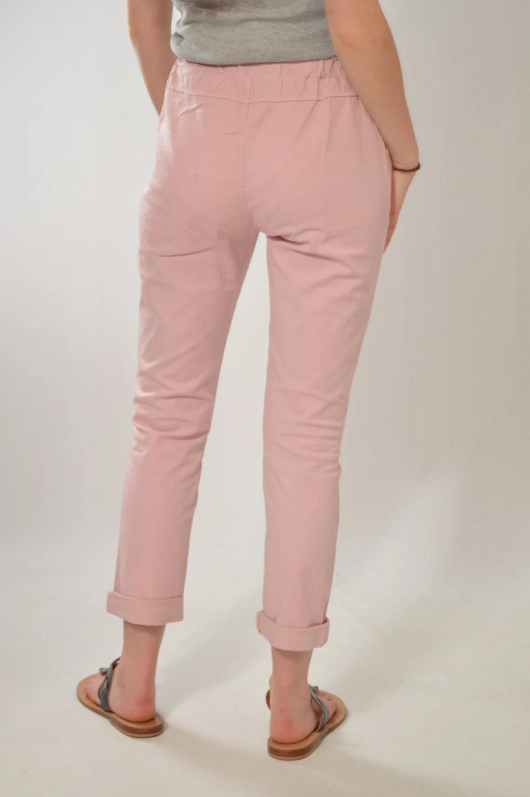 Nougat Tie Front Cotton Roll Hem Trousers