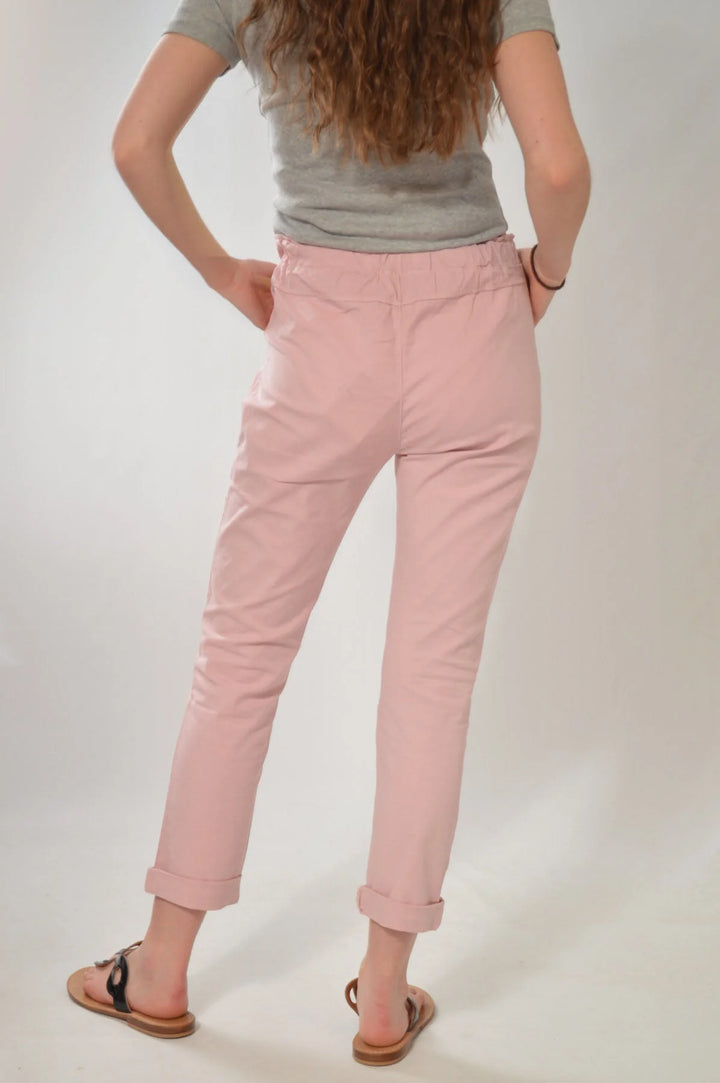 Nougat Tie Front Cotton Roll Hem Trousers