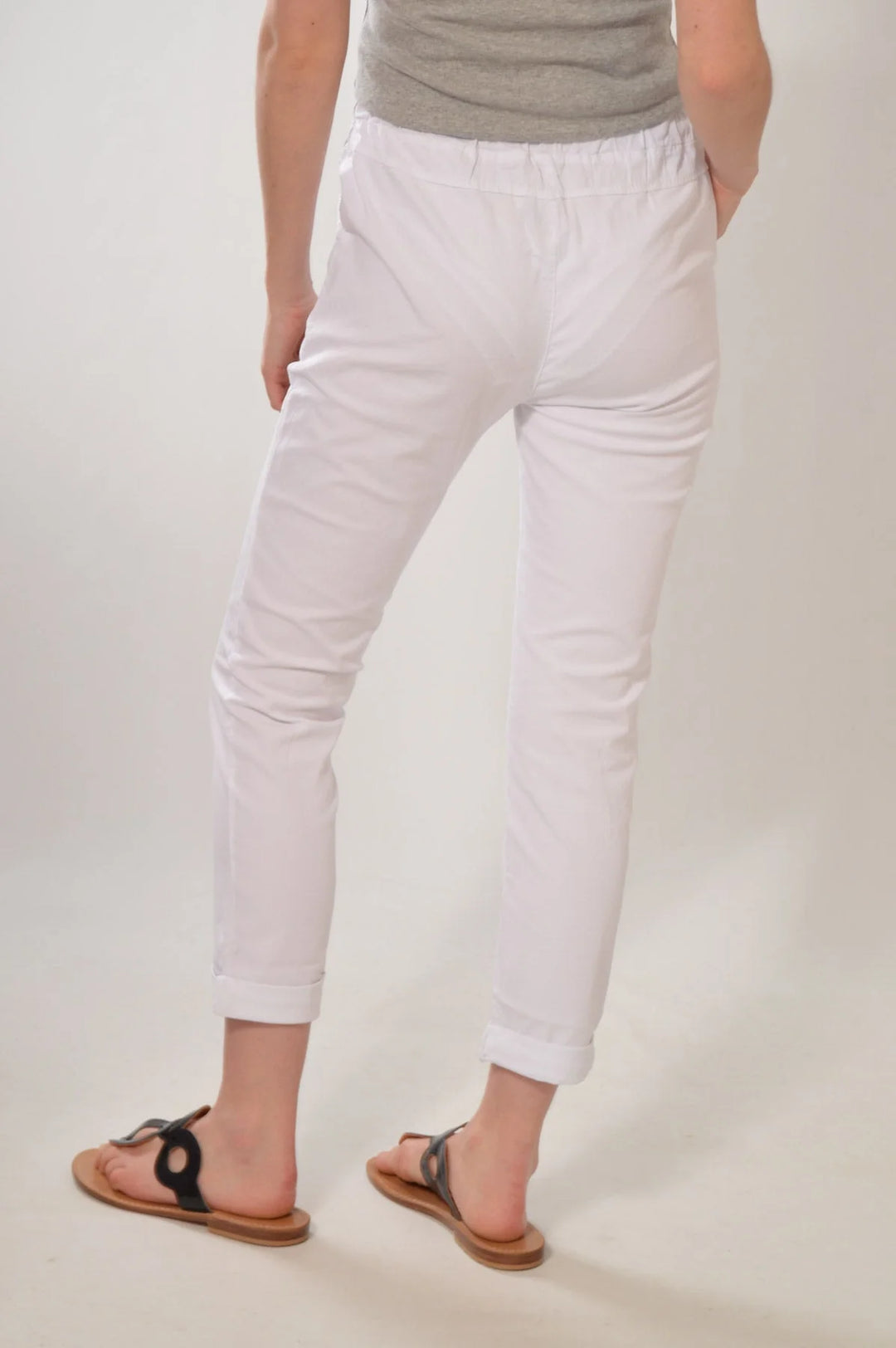 Nougat Tie Front Cotton Roll Hem Trousers