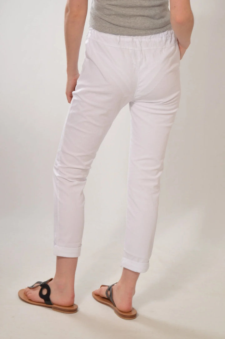 Nougat Tie Front Cotton Roll Hem Trousers