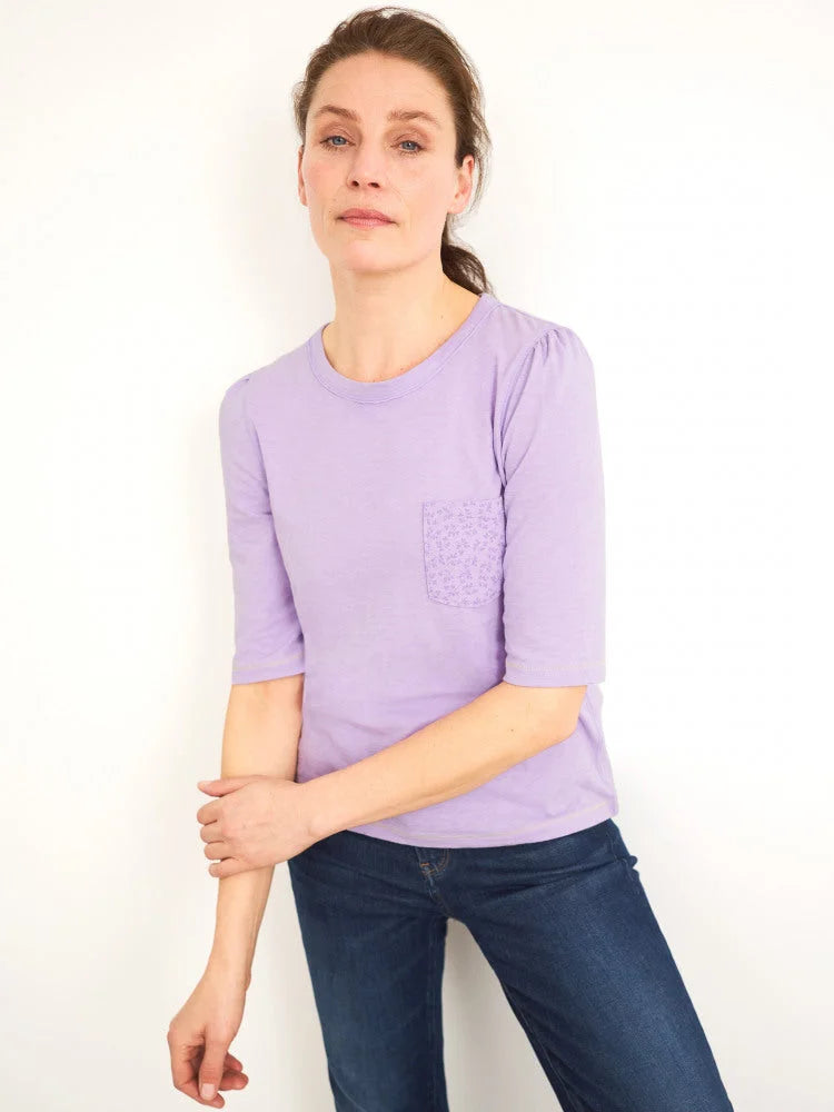 White Stuff Floral Pocket Jersey Top Lilac / 6