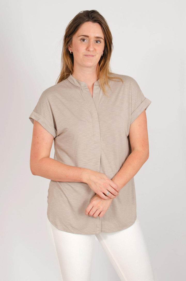 Pleat Front Short Sleeve Jersey Top