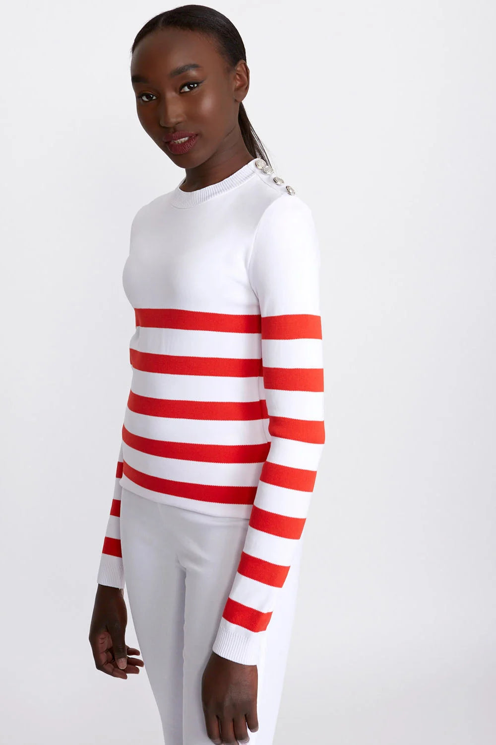 Dunnes Striped Button Shoulder Jumper