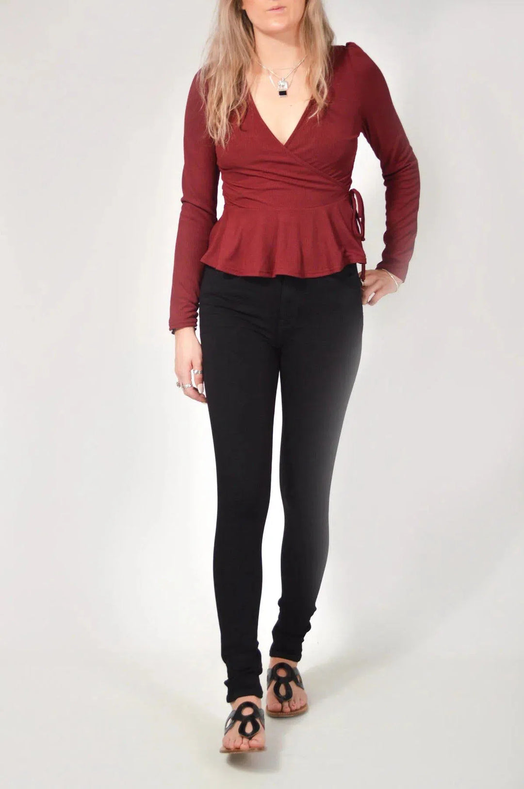 Coast Ribbed Peplum Wrap Top