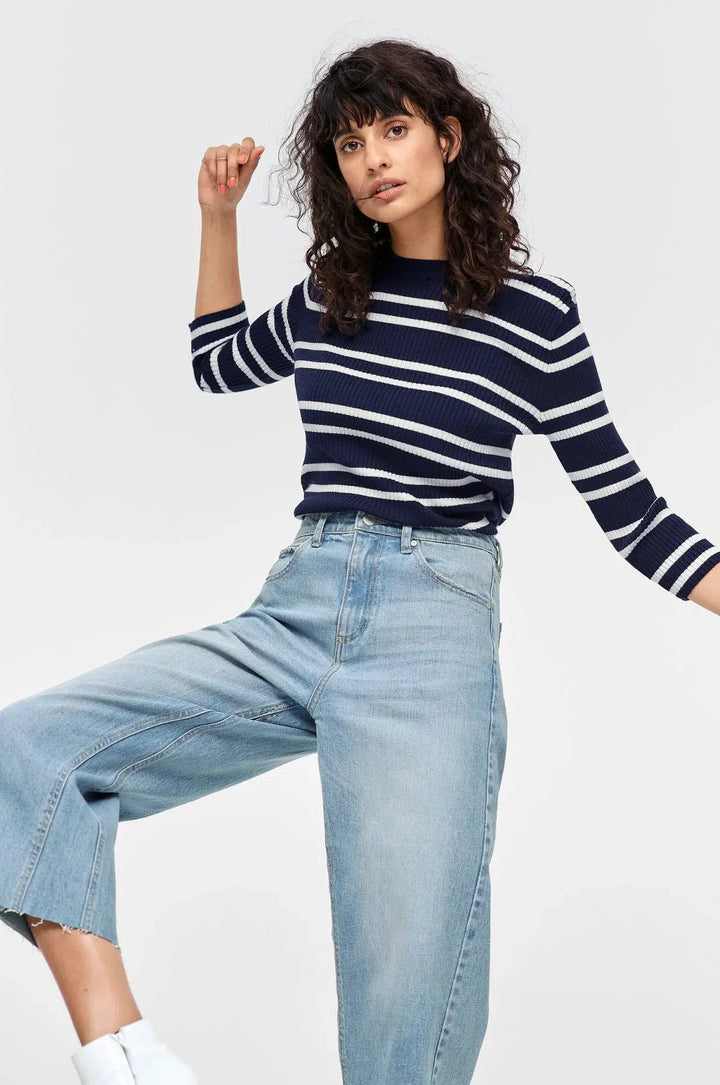 Ellos Striped Ribbed Sweater