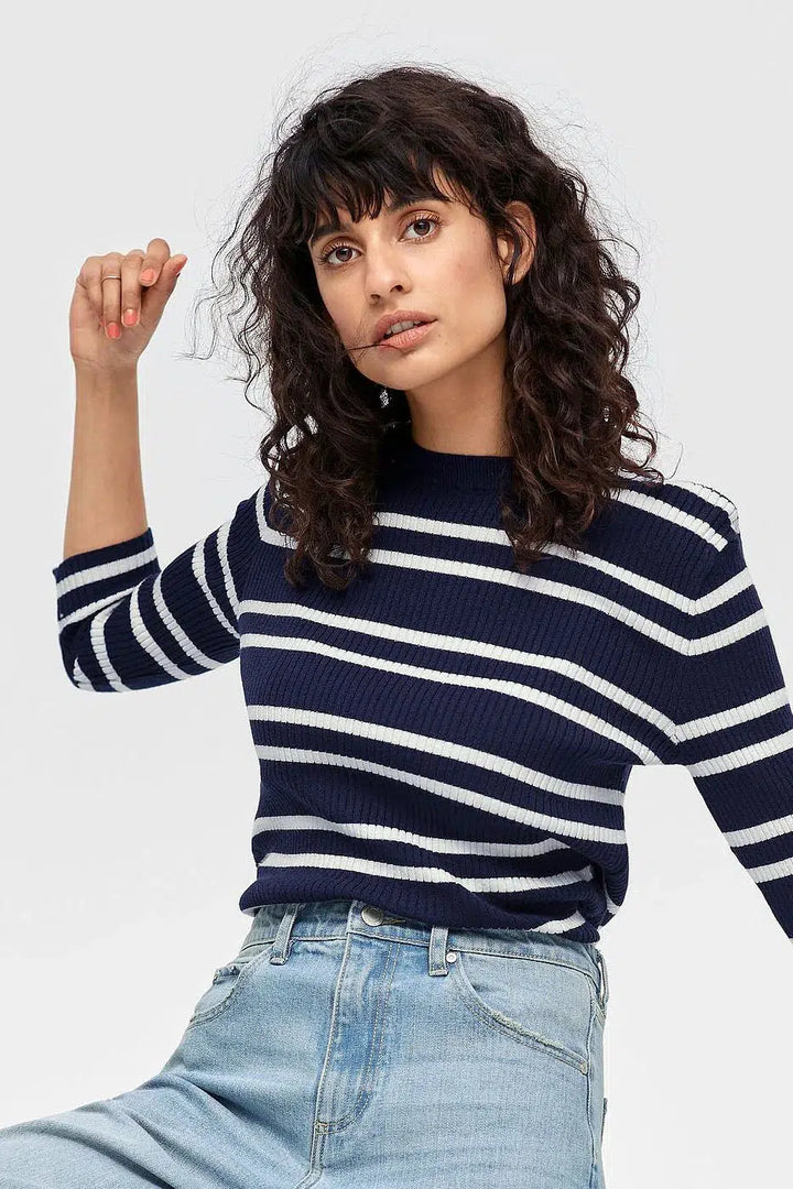 Ellos Striped Ribbed Sweater