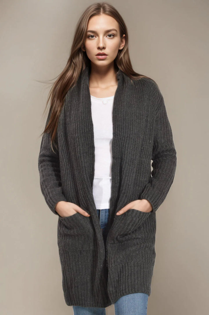 Ribbed Open Front Cardigan