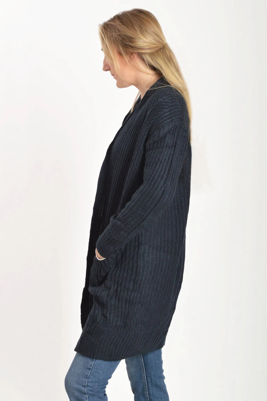 Ribbed Open Front Cardigan