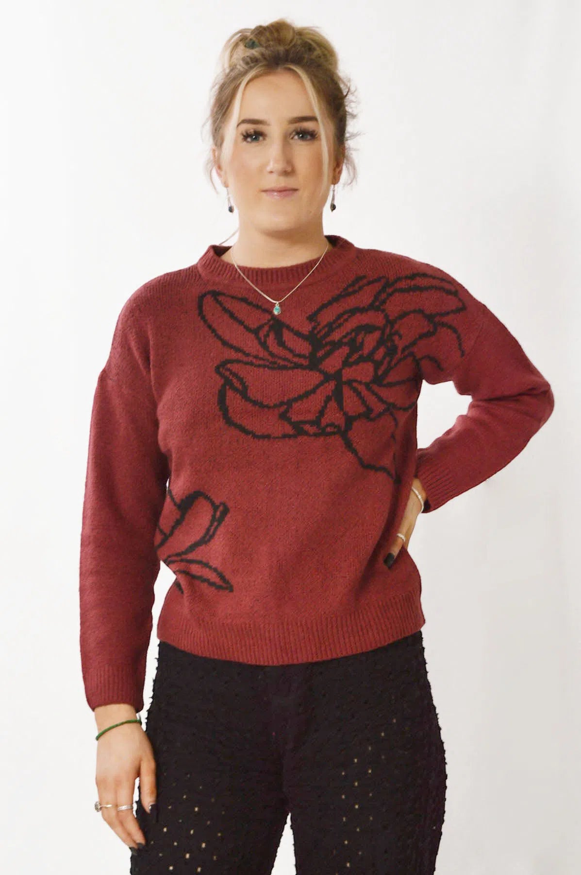 Floral Art Crew Neck Jumper