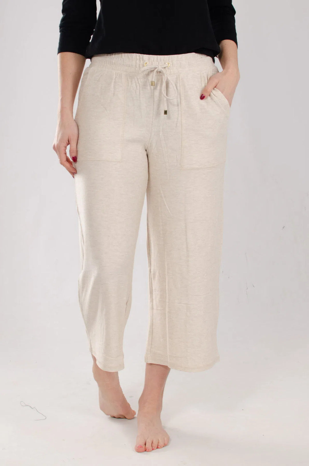 Wide Leg Cropped Jersey Pants