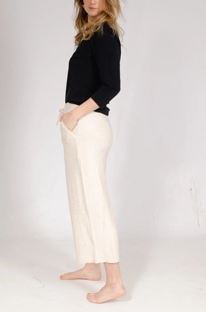 Wide Leg Cropped Jersey Pants