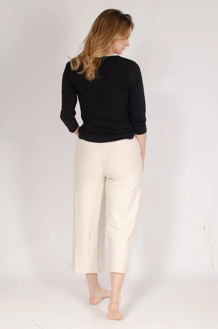 Wide Leg Cropped Jersey Pants